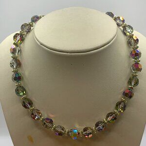 Vintage AB Coated Faceted Bead Necklace